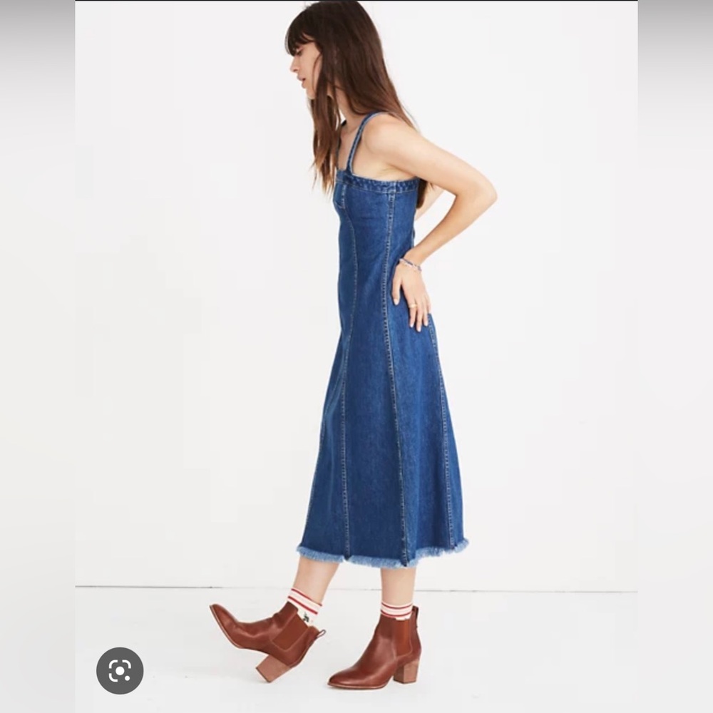 MADEWELL Raw-Hemmed Denim Seamed Dress